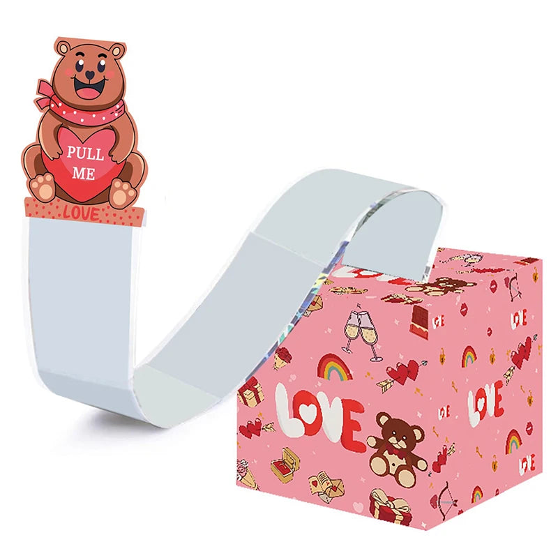 Valentine's Day Money Pull Box with Greeting Card | Pink & Red