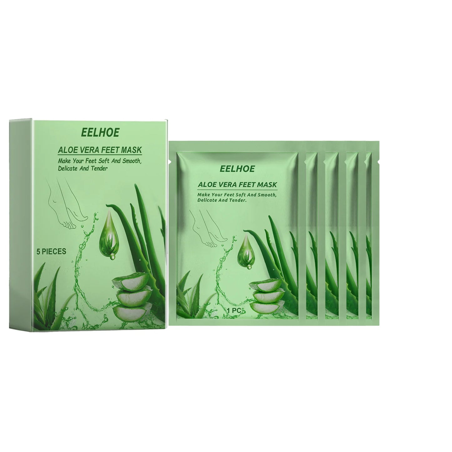 Aloe Vera Moisturizing Foot Mask Booties 5 Pairs | Hydrating