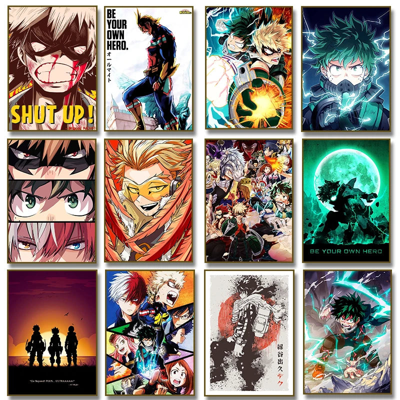 My Hero A-Academia Poster Anime Canvas Painting Wall Print Picture for Boy Bedroom Home Decor Cuadros Peaceful Pleasures Health and Wellness
