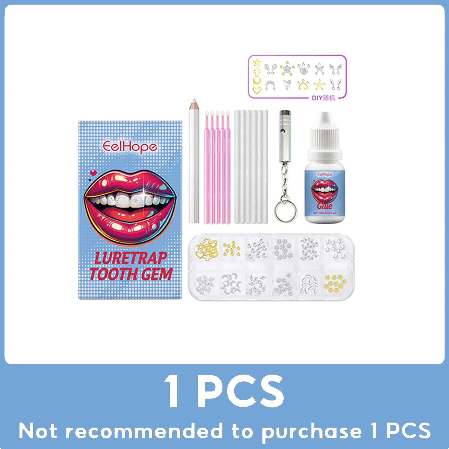 DIY Tooth Gems Kit – 120 Crystal Teeth Jewels + UV Glue