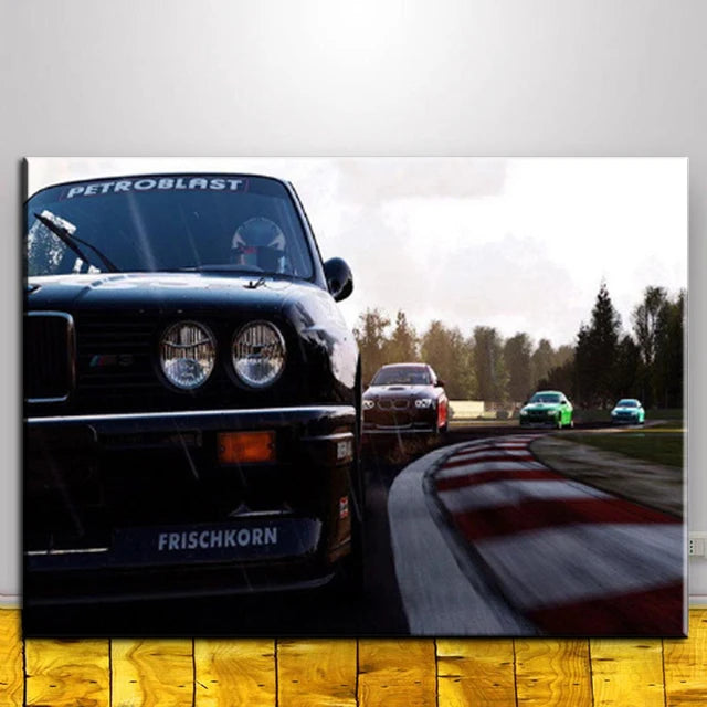 BMW M3 E30 Retro Supercar Canvas Wall Art Poster | Unframed