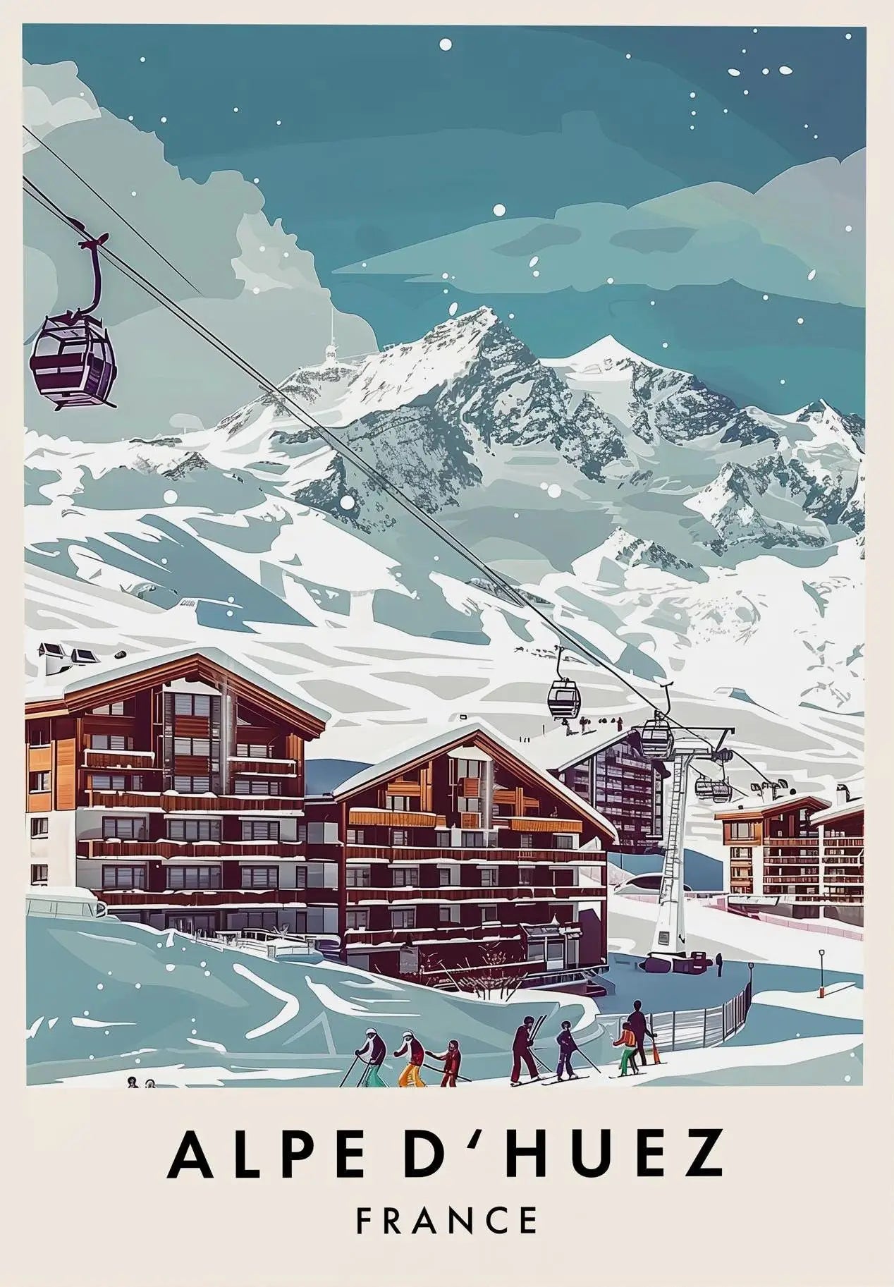 Ski Resort Alps Canvas Wall Art Print | Snow Mountain Poster