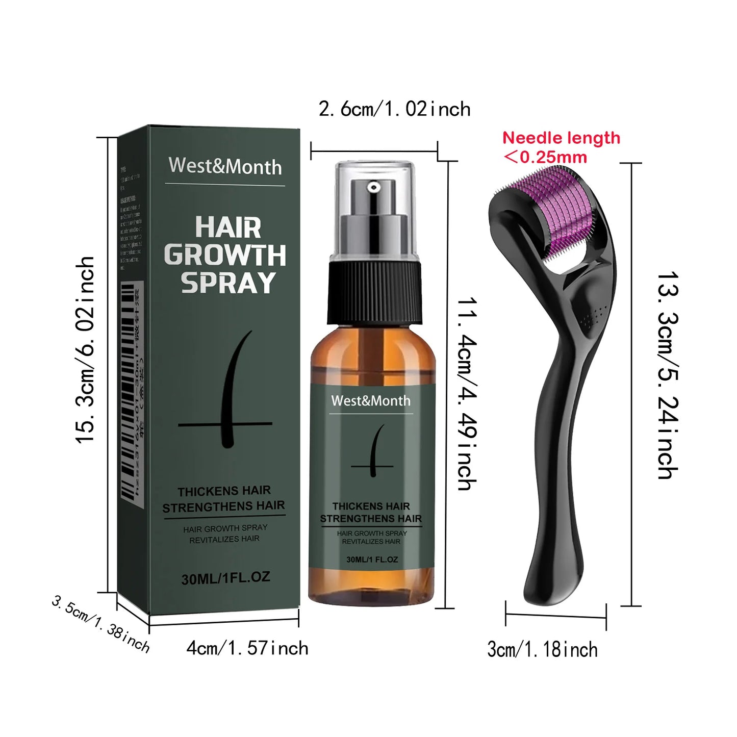 Men's Beard Growth Spray Kit with 0.25mm Micro Roller – 30ml Peaceful Pleasures Health and Wellness