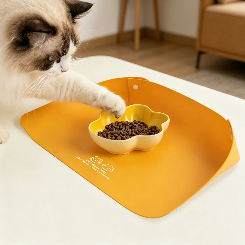 Leather Pet Meal Mat,Semi Enclosed Thickened Pu Leather Anti Slip,Waterproof,Oil Proof Pet Meal Mat,Effortless To Cleaning Peaceful Pleasures Health and Wellness