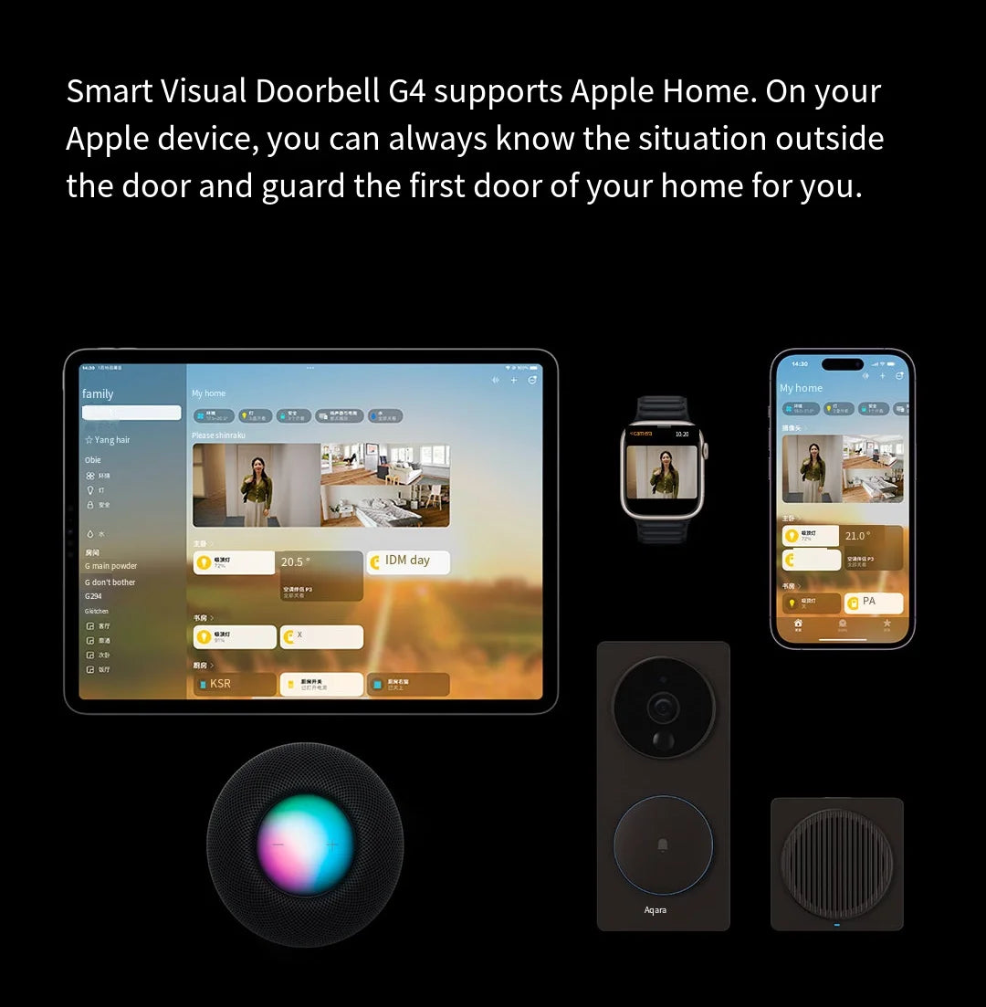 Aqara G4 Video Doorbell 1080P HD Pixels Visual Door Bell For Apple Homekit App Remote Control Electronic Cat Eye Smart Home Peaceful Pleasures Health and Wellness