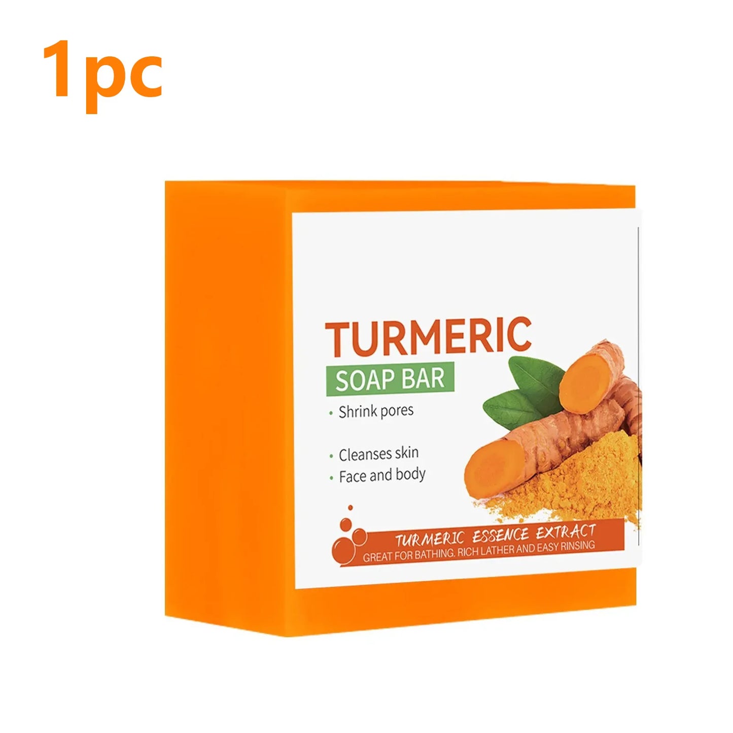 Hand Made Turmeric Soap Body Cleaning Lightening Dark Underarm Leg Body Cleansers Brightening Face Soap Tender Skin Care Beauty Peaceful Pleasures Health and Wellness 1pc