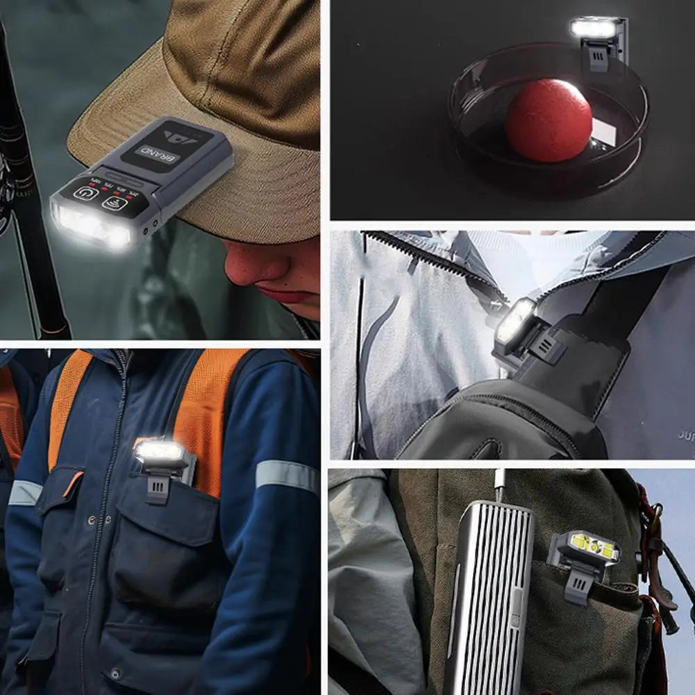 Clip-On Cap Headlamp | Wave Sensor, IPX6, USB Rechargeable LED
