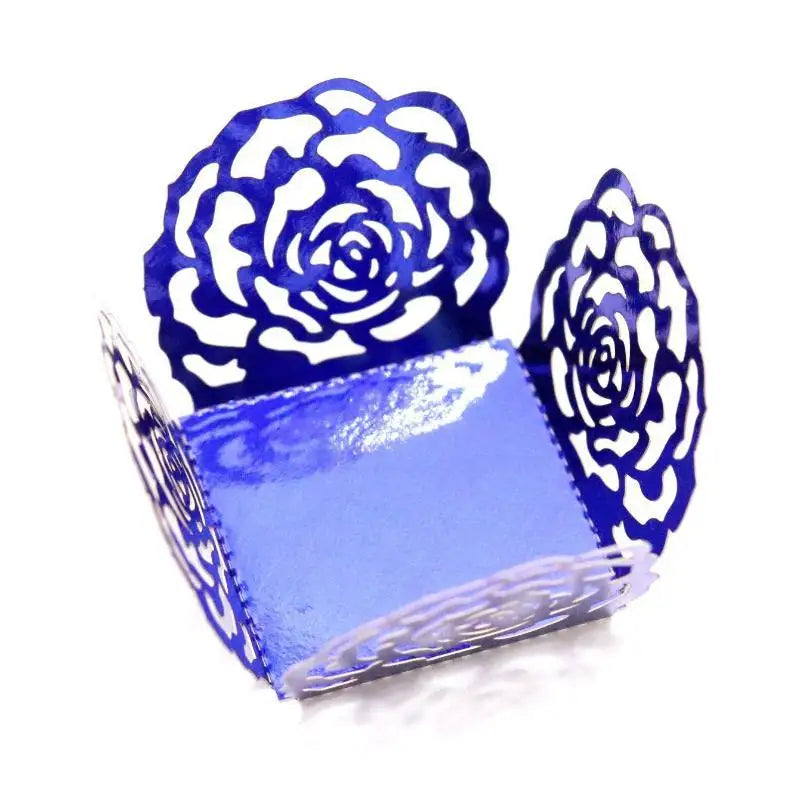 50-Pack Gold Rose Laser-Cut Dessert Liners & Cake Wrappers