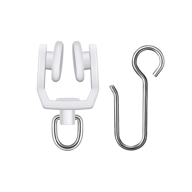 50Pcs S-Shape Curtain Track Hooks & Plastic Glider Rollers Set