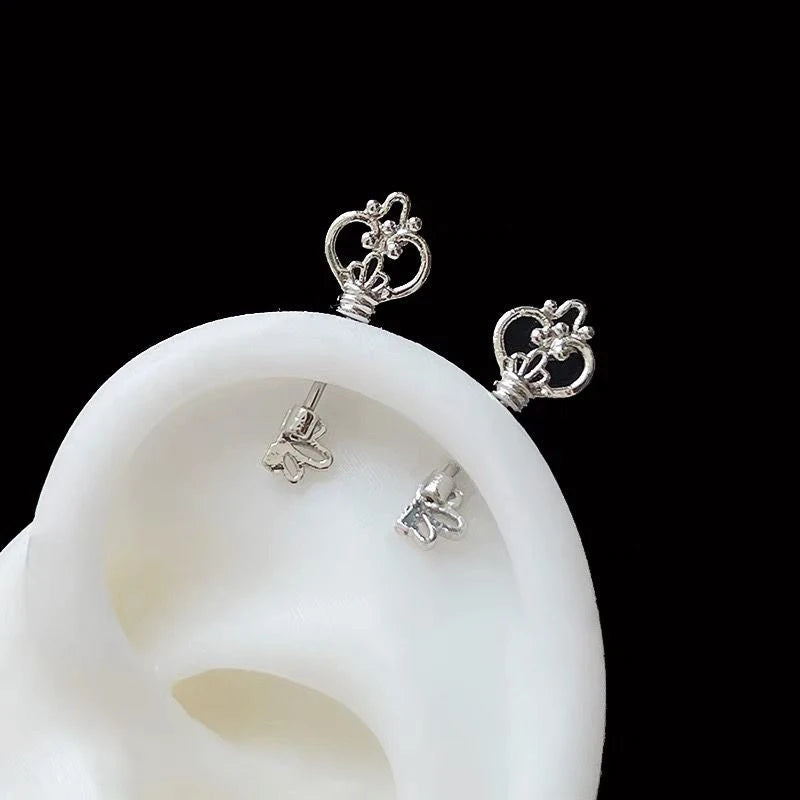 Helix Design Sense Niche Hollow Key Ear Bone Nail Titanium Steel Twist Screw Sleeping Non Removable Unique Ear Nail Accessories Peaceful Pleasures Health and Wellness