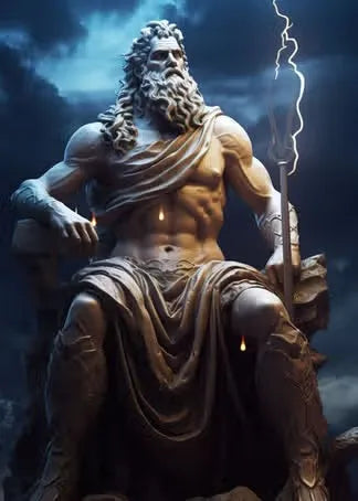 Zeus Greek God Black & White Abstract Canvas Wall Art Print