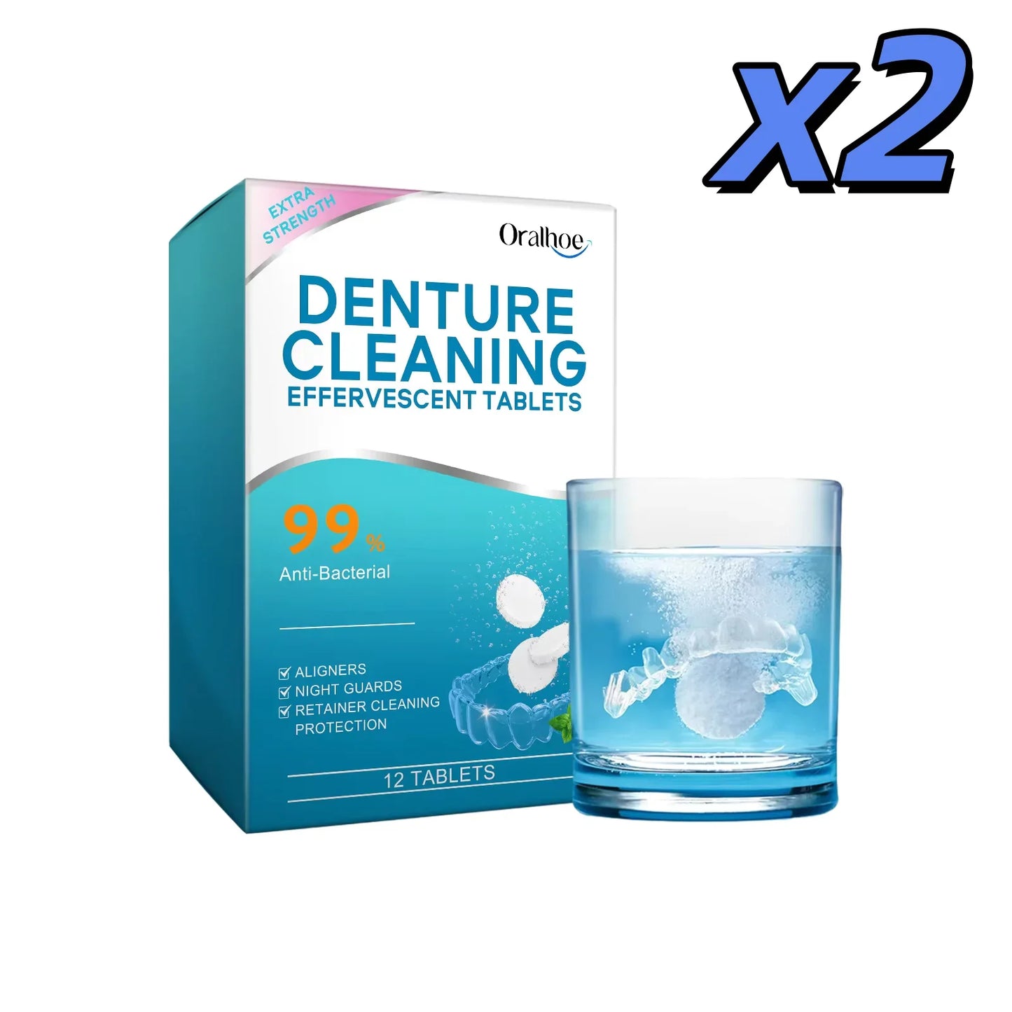 Denture Cleaning Tablets – Whitening & Plaque Removal | 12 Pack