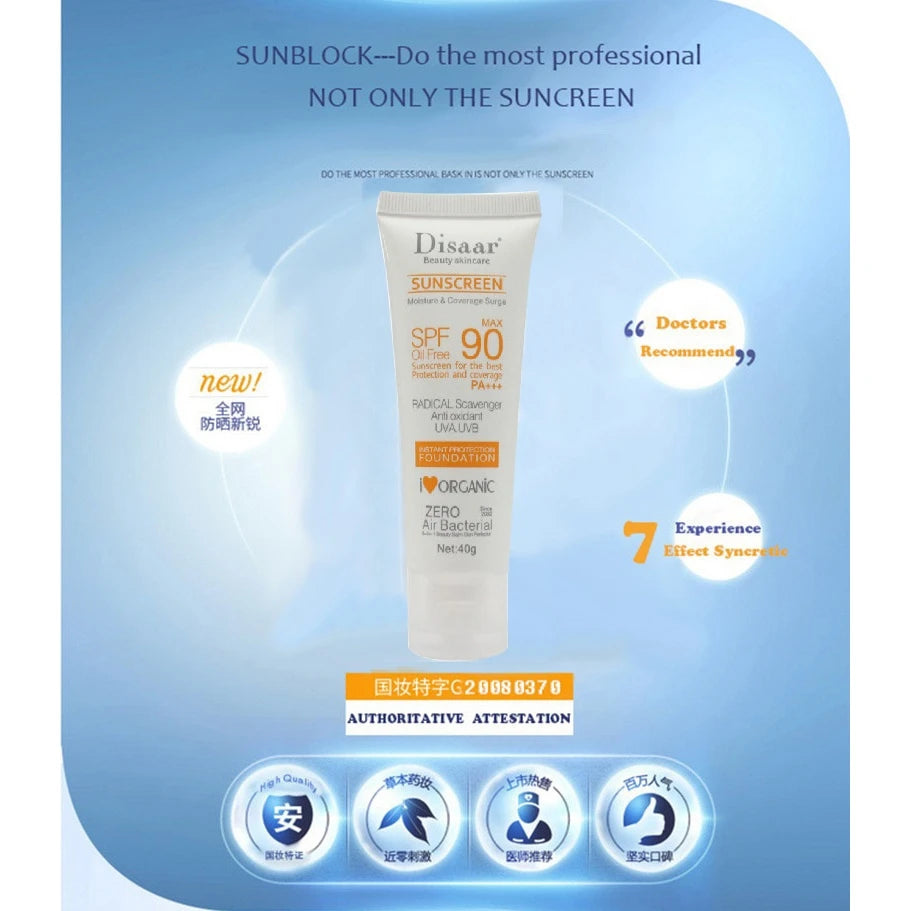 Facial Moisturizing Sunscreen SPF 90 Waterproof All-round UVA UVB Blue Light Resistance for Outdoor Sports Cycling Swimming Peaceful Pleasures Health and Wellness