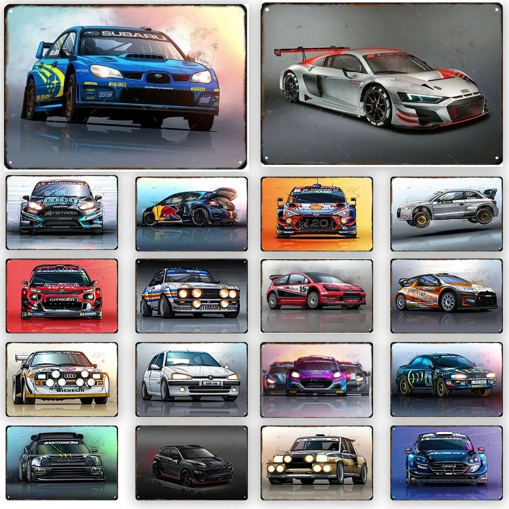 Cool Race Car Vintage Metal Poster Modern Sport Car Retro Tin Sign Auto Club Wall Decoration Plaque for Home Decor Peaceful Pleasures Health and Wellness