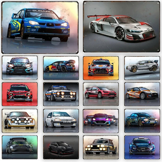 Cool Race Car Vintage Metal Poster Modern Sport Car Retro Tin Sign Auto Club Wall Decoration Plaque for Home Decor Peaceful Pleasures Health and Wellness