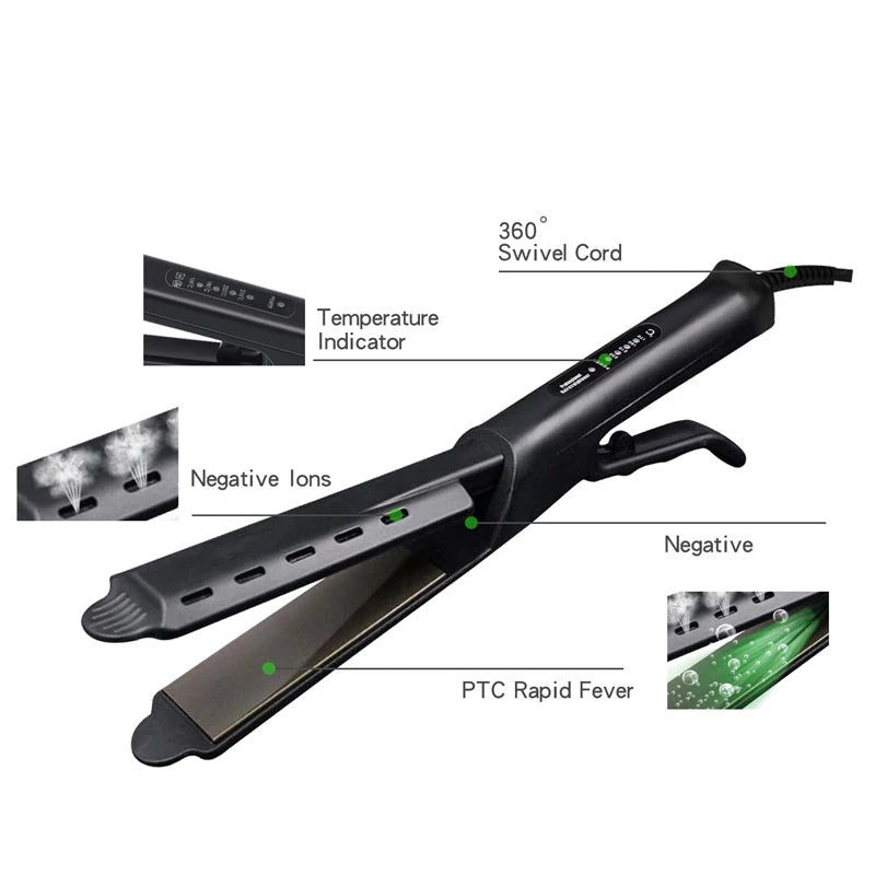 Hair straightener with steam function Electric LCD back Hot Sale stream dry flat iron professional hair straightener Peaceful Pleasures Health and Wellness