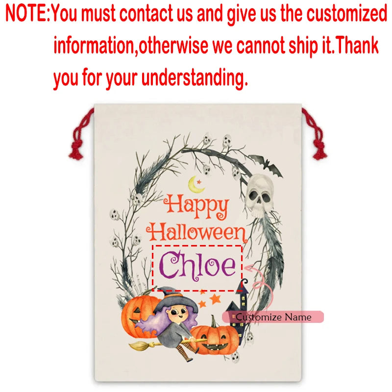 Personalized Halloween Drawstring Candy Bag – Custom Kids Gift Halloween Candy Bag Peaceful Pleasures Health and Wellness custom D 30x40cm