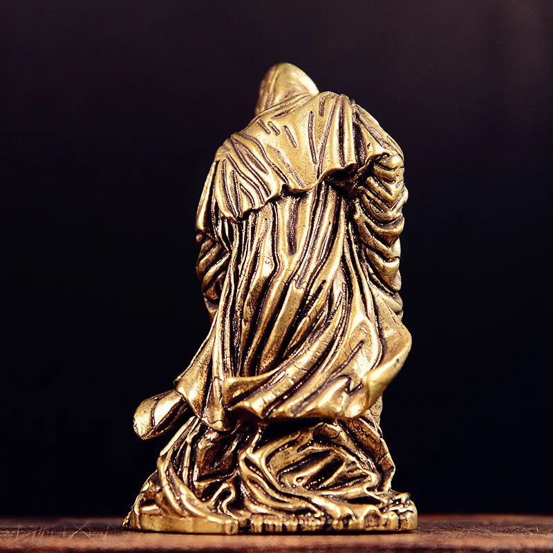 Brass Holy Death Statue Standing Religious Decorative Figurine Grim