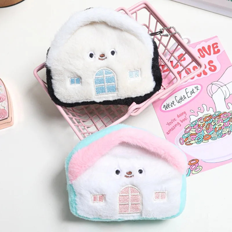 1pc Creative Small House Zero Wallet Headphones Data Cable Storage Bag Portable Sanitary Cotton Bag Girls' Backpack Pendant Peaceful Pleasures Health and Wellness