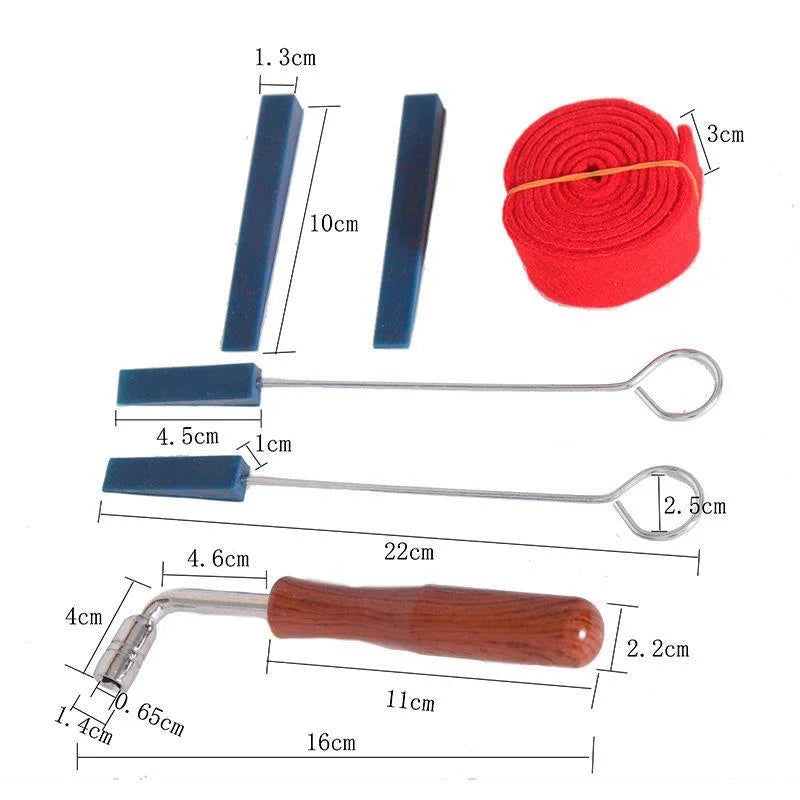 6-Piece Piano Tuning Kit – Lever, Mutes, Temperament Strip