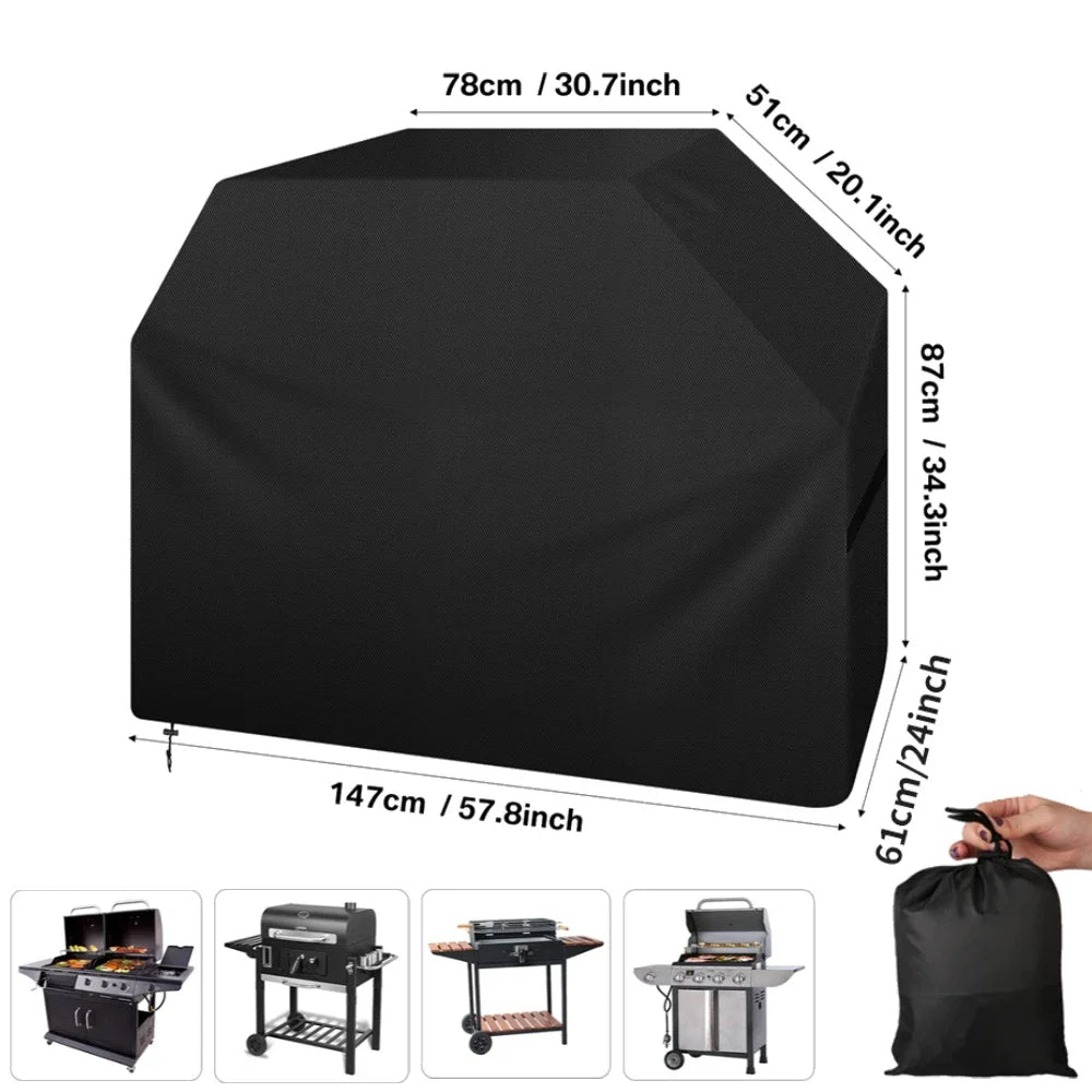 Waterproof BBQ Covers Barbecue Cover Gas Grill Cover for Grill Protection Windproof Dust Rip-proof UV Protection W/ Storage Bag Peaceful Pleasures Health and Wellness 147x61x122CM