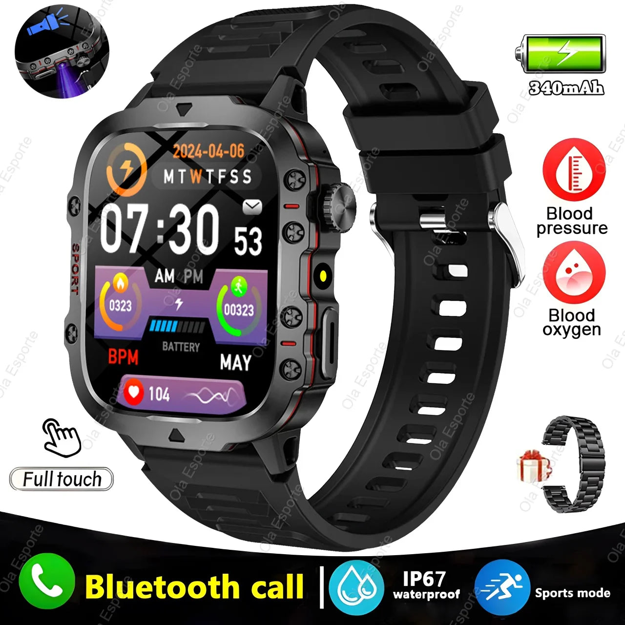 Ola Esporte Smart Watch – Bluetooth Call, Fitness, IP67