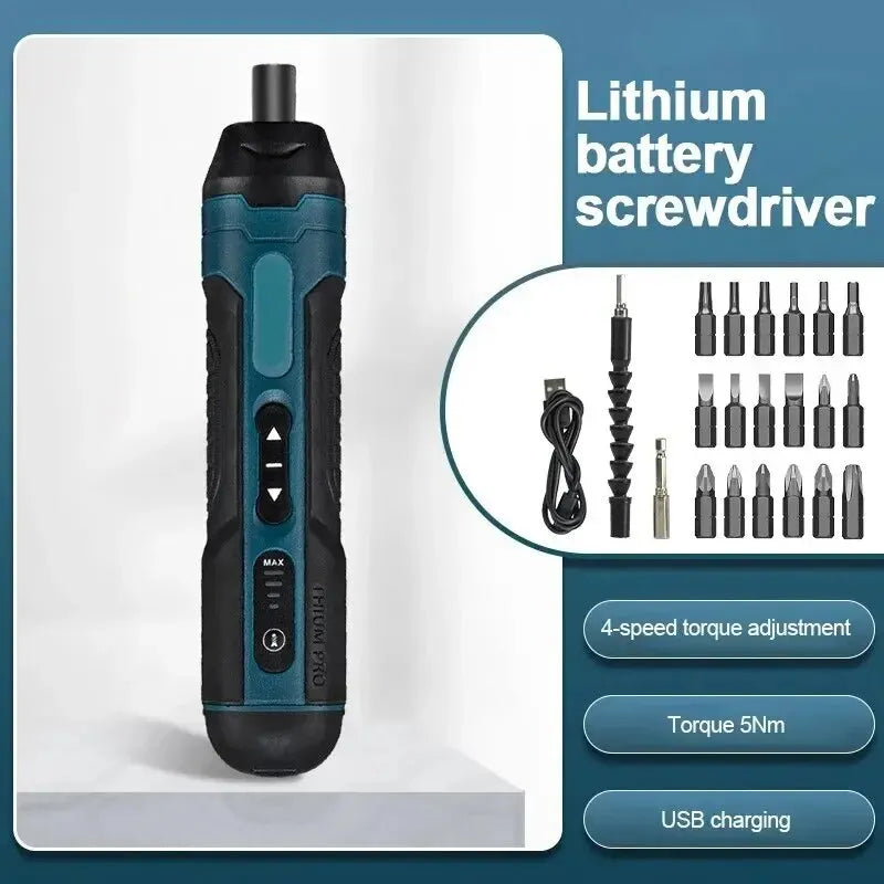 Mini Cordless Electric Screwdriver 1300mah Rechargeable Adjustment Multi-function Power Drill Disassembly Torque Repair Tools Peaceful Pleasures Health and Wellness