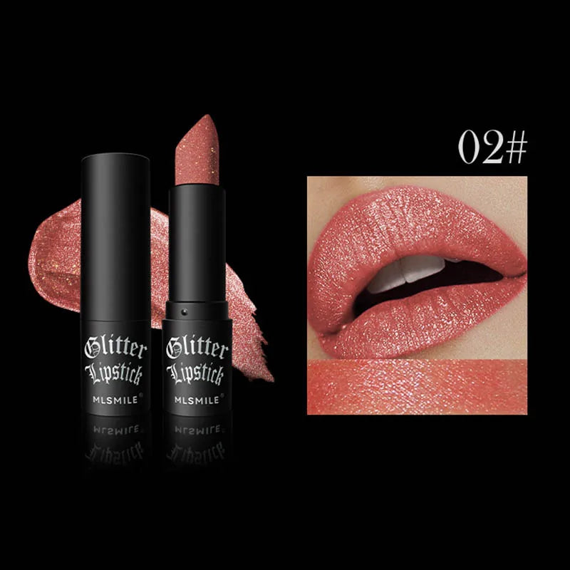 MLSMILE Glitter Lipstick | Waterproof Metallic Pearlescent 6 Colors