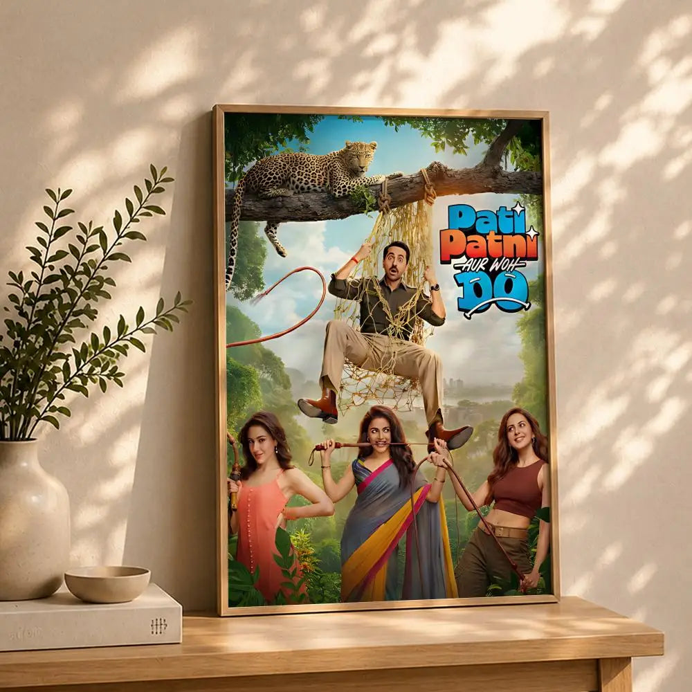 Pati Patni Aur Woh Do Movie Poster – HD Self-Adhesive Wall Art Movie Wall Poster Peaceful Pleasures Health and Wellness White1 50X70cmNoframe