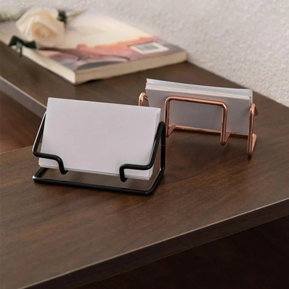 Metal Business Card Holder Minimalist Multifunctional Name Card Stand Rustproof Space-saving Card Organizer Hotel Reception Peaceful Pleasures Health and Wellness