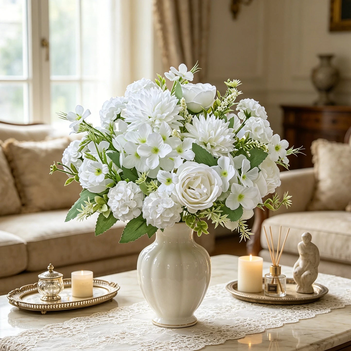 Artificial Silk Hydrangea Rose Bouquet | Home & Wedding Decor