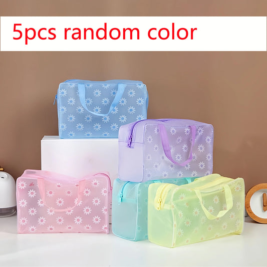 5pcs PVC Cosmetic Bag Set - Unisex-Adult Water-resistant Transparent Makeup Pouch Set with Secure Zipper Closure Peaceful Pleasures Health and Wellness 5 pieces