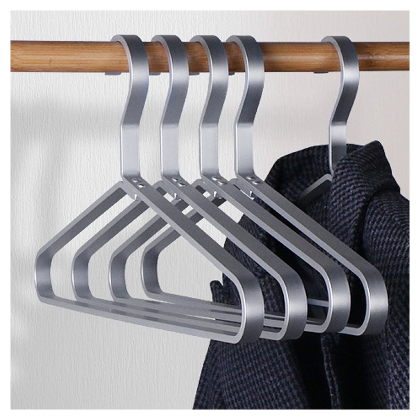 5PCS Aluminum Alloy Clothes Rack Hanging Clothes Rack Home Drying Rack Jacket Coat Hanger Thick Clothes Storage Racks Peaceful Pleasures Health and Wellness 5PCS 1 S