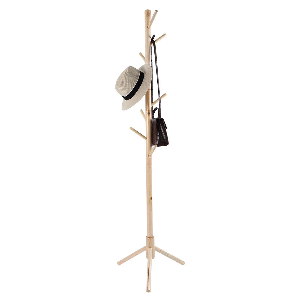 Cloth Hat Standing Hanger Cloth Hat Stand Tree Floor Coat Rack Wooden 176cm / 69.3inch Height Coat Hat Stand for Bedroom Peaceful Pleasures Health and Wellness