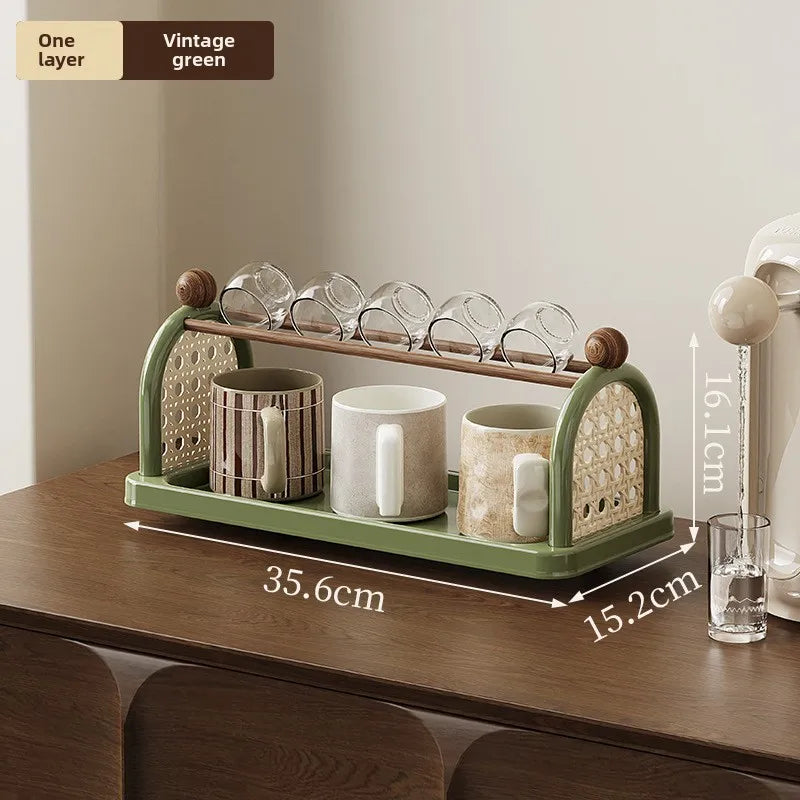 Multi-Purpose Cup Holder Organizer - Drying Rack for Coffee Mugs, Tea Cups & Kitchen Glassware with Space-Saving Design Peaceful Pleasures Health and Wellness S Green
