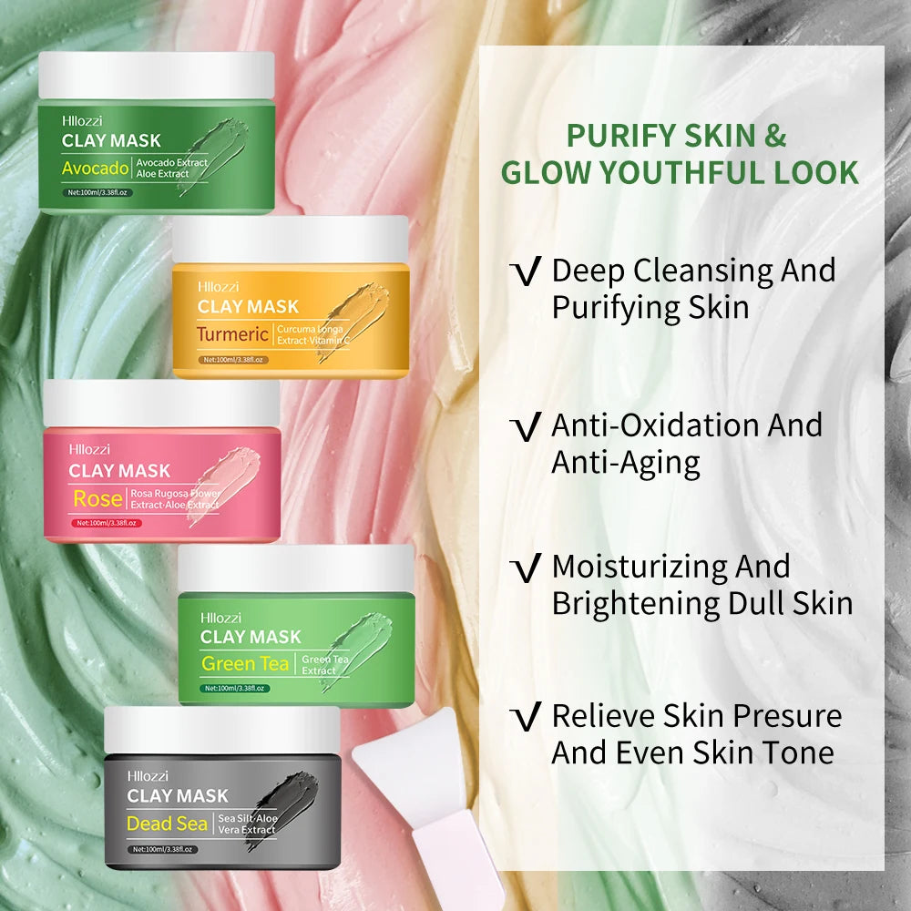 Turmeric Mud Mask - Green Tea Mud Mask - Dead Sea Mineral Mud Mask, Rose Mud Mask Spa Mask Set, Mask Gift Set Peaceful Pleasures Health and Wellness