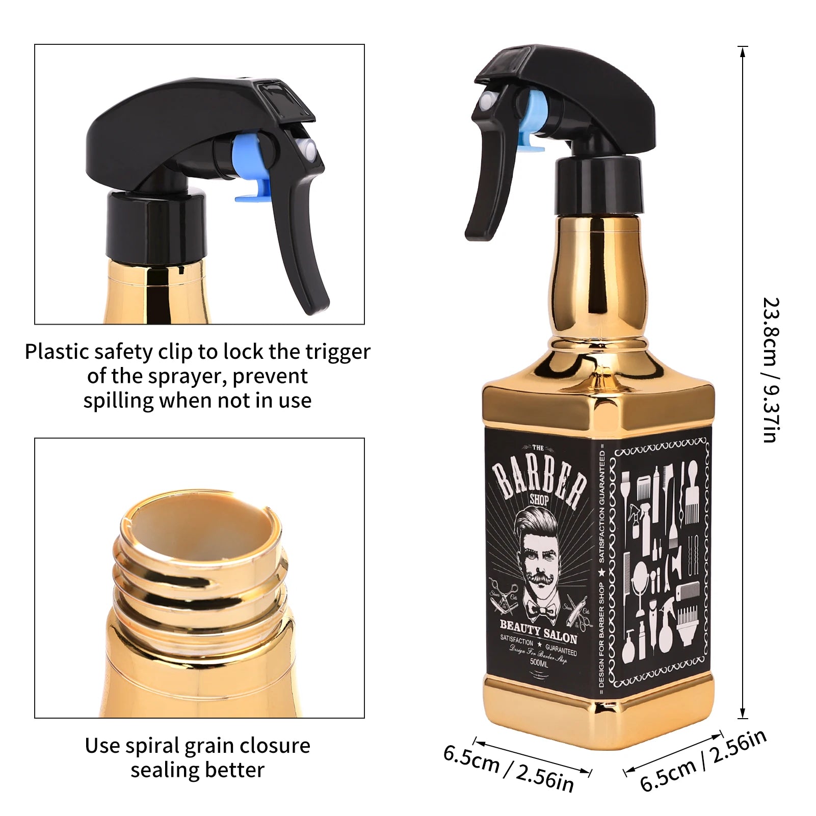 5pcs Gold Haircut Tools Set Hairdressing Comb Cleaning Neck Brush 6 inch Styling Scissors 500ml Spray Bottle Barber Tools Set Peaceful Pleasures Health and Wellness