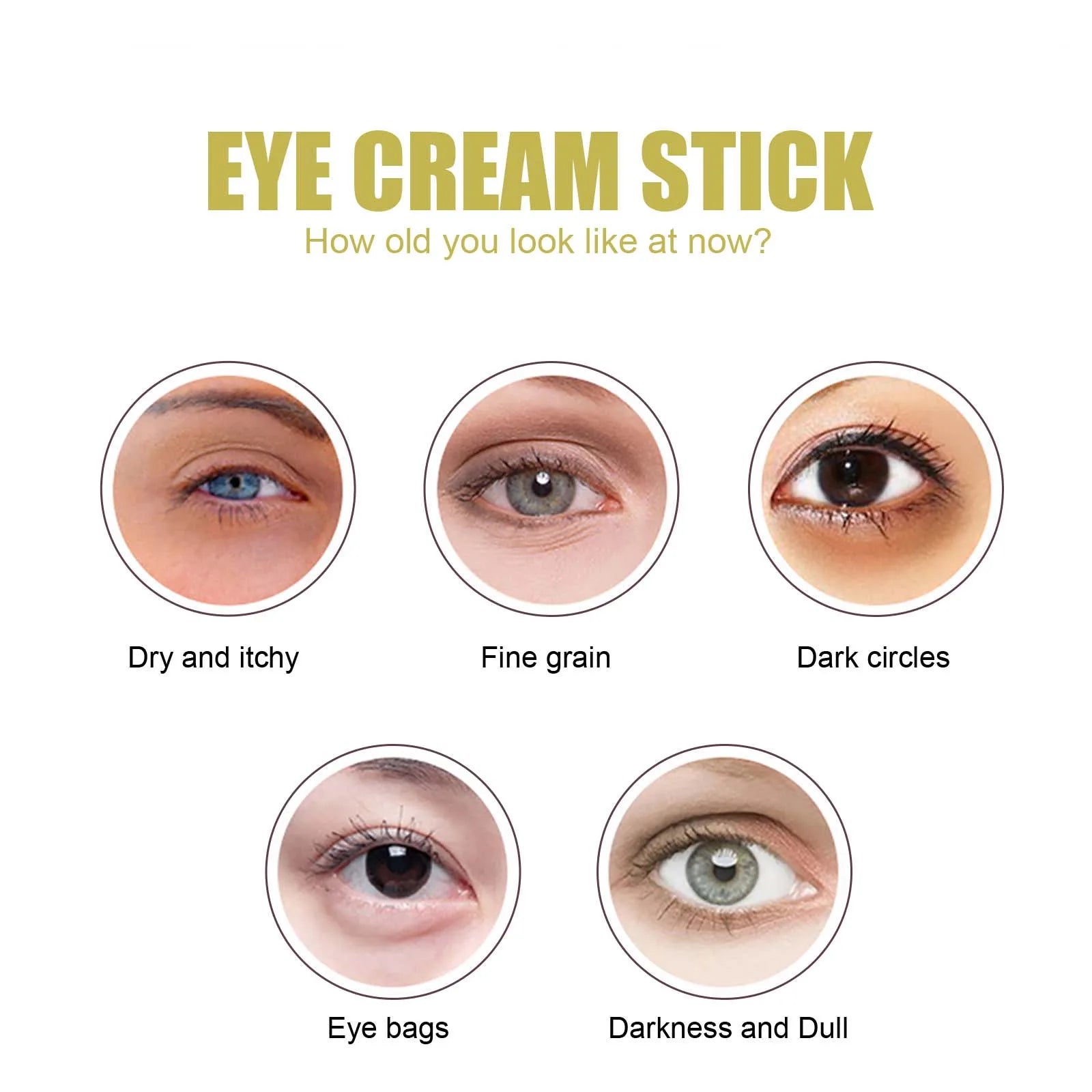 Snail Eye Cream Stick Anti-Puffiness Wrinkle Removal Fade Dark Circle Fine Lines Repair Moisturizing Firming Lightening Eye Care Peaceful Pleasures Health and Wellness