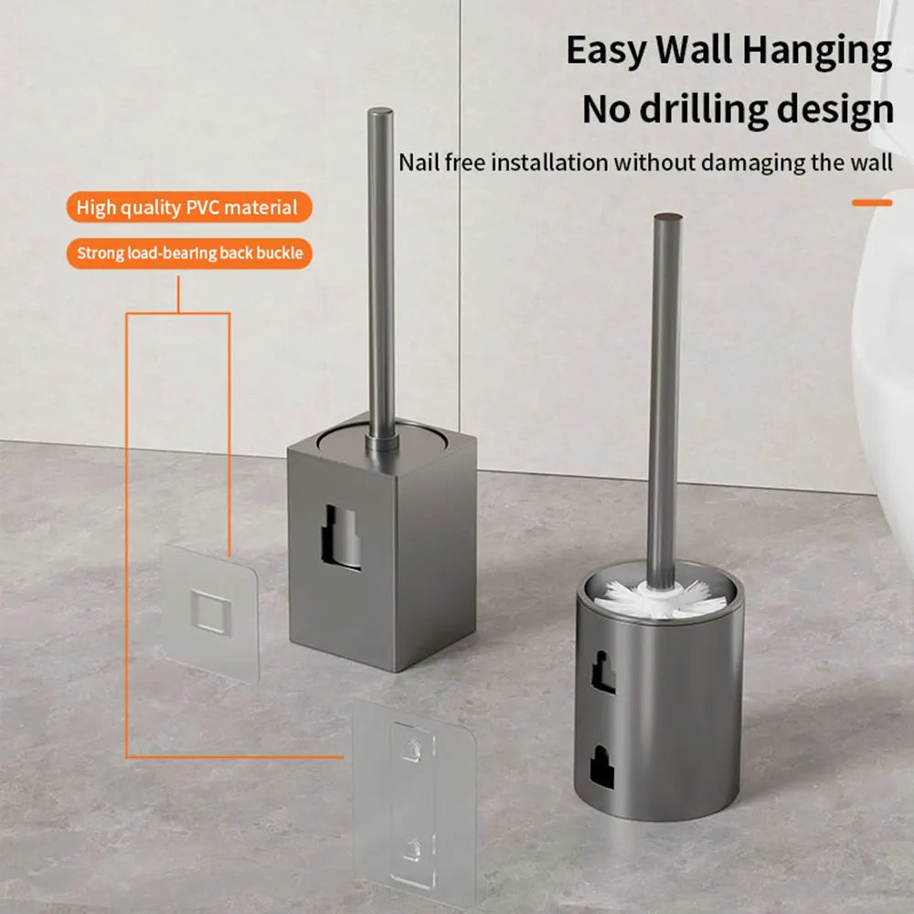 Luxury Wall-Mounted Toilet Brush Holder | Chrome Aluminum