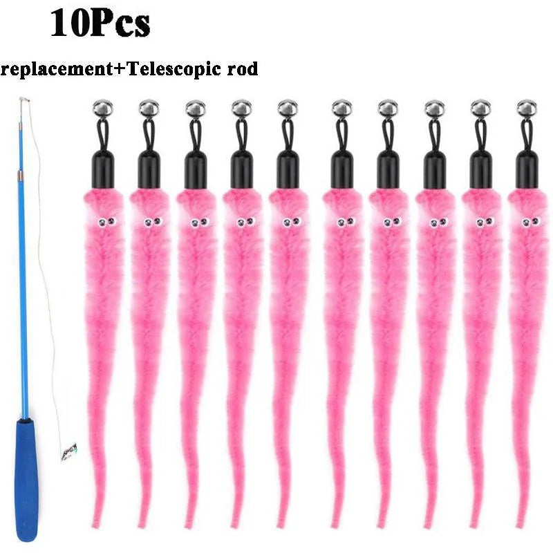 Plush Worm Cat Toy Replacement Heads | Cat Wand Accessories