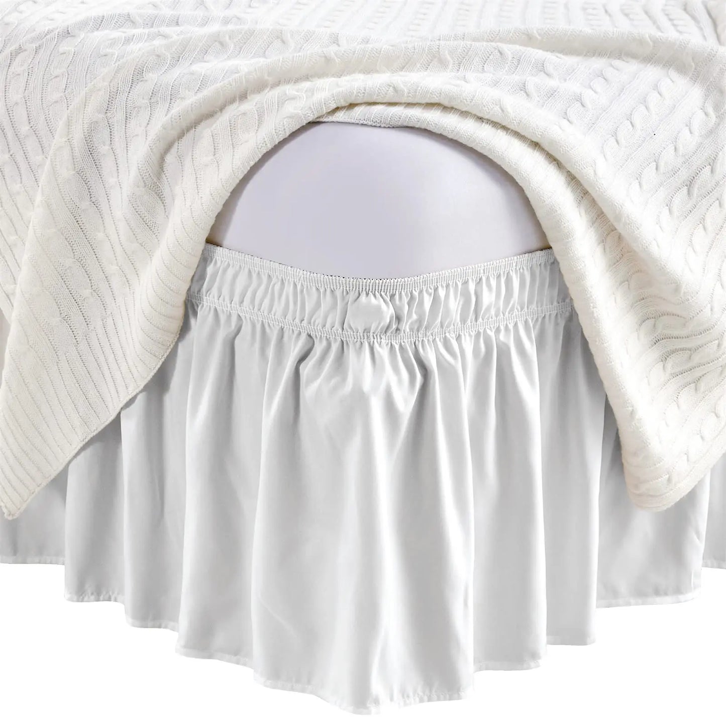 Elastic Wrap-Around Bed Skirt | Wrinkle Resistant Dust Ruffle