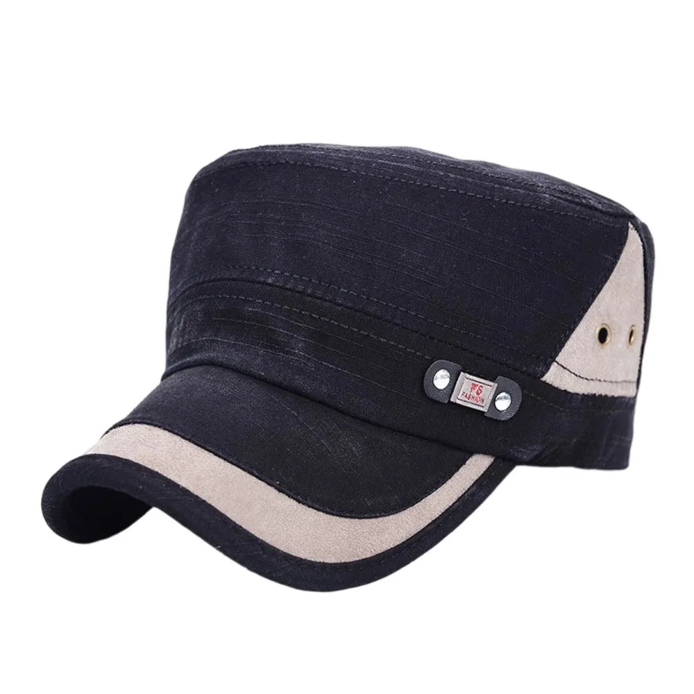 Retro Flat Top Cotton Sun Hat – UV Protection, Unisex