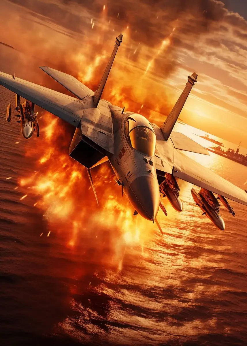 Military Fighter Jet Canvas Wall Art | Aviation Poster Decor