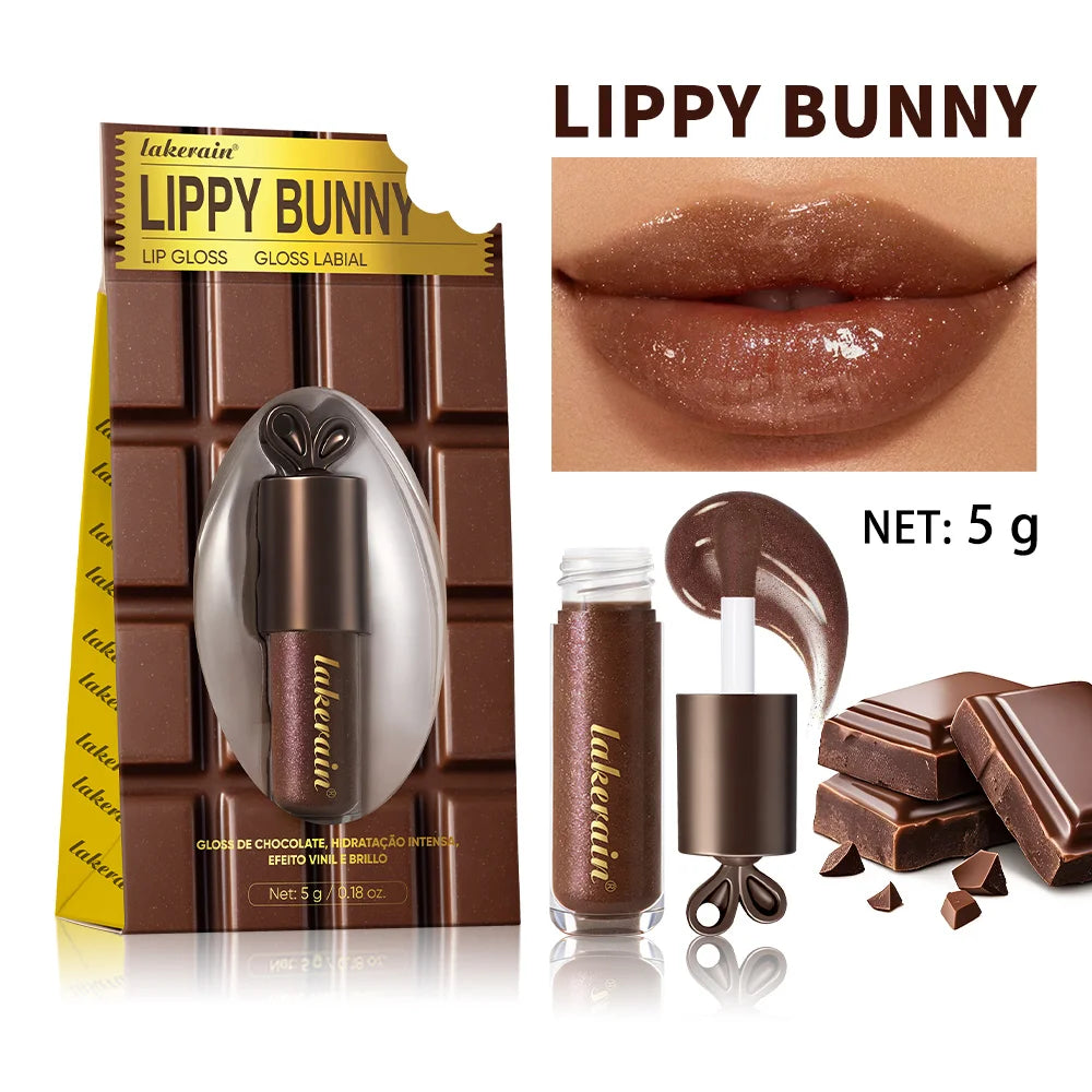 Chocolate Rabbit Moisturizing Lip Gloss Honey Essence Mirror Water Light Lip Tint Long Lasting Pearlescent Fine Glitter Plumping Peaceful Pleasures Health and Wellness 1pc