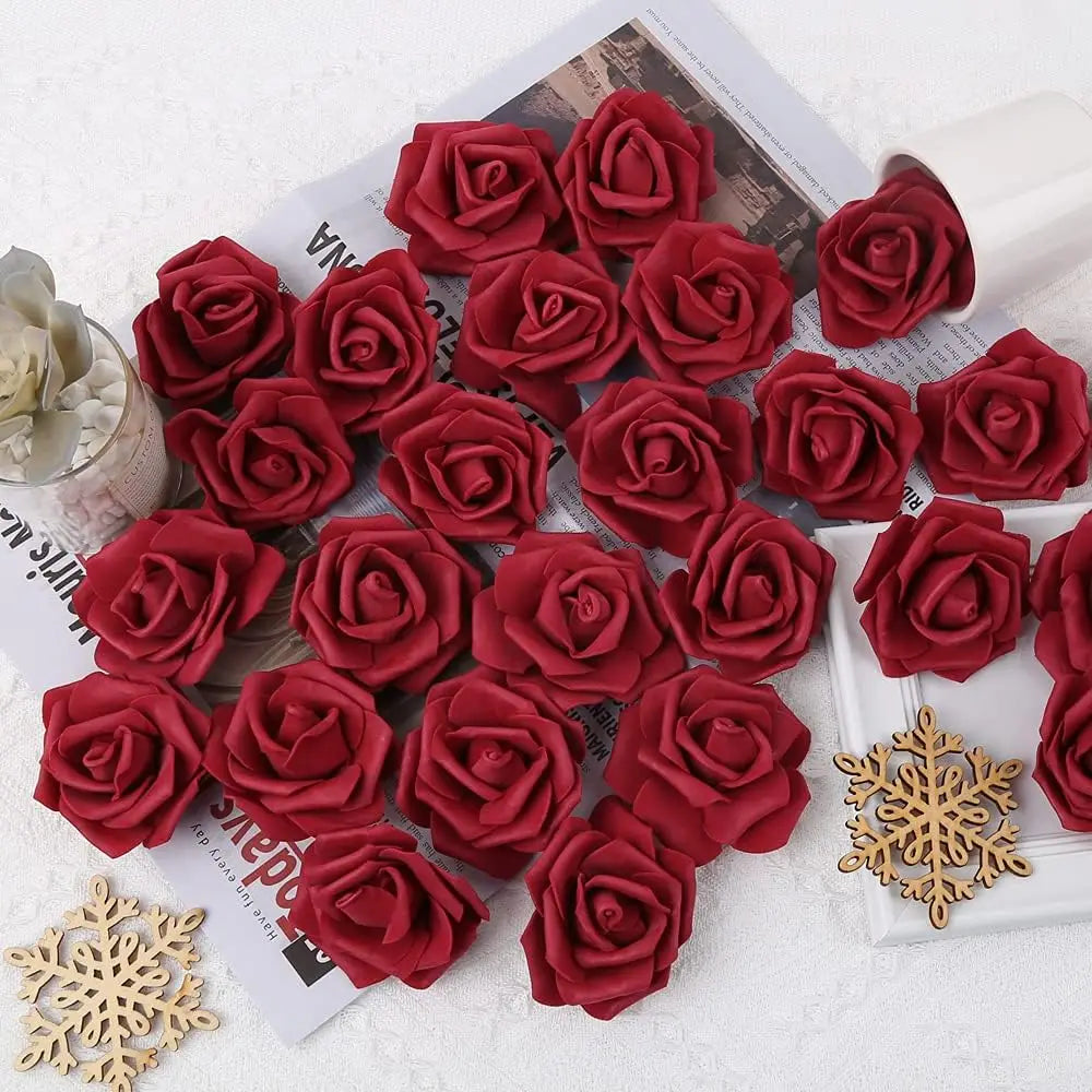 40/80 Pcs Artificial Foam Rose Flowers – Wedding & Home Decor
