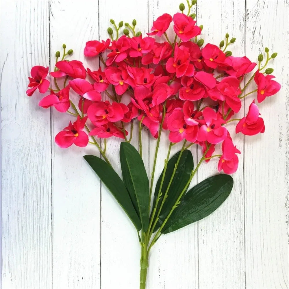 Butterfly Orchid Artificial Flowers Real Touch 7 Forks 3D Orchidea Phalaenopsis Silk Flower Home Wedding Decoration Peaceful Pleasures Health and Wellness Rose Red
