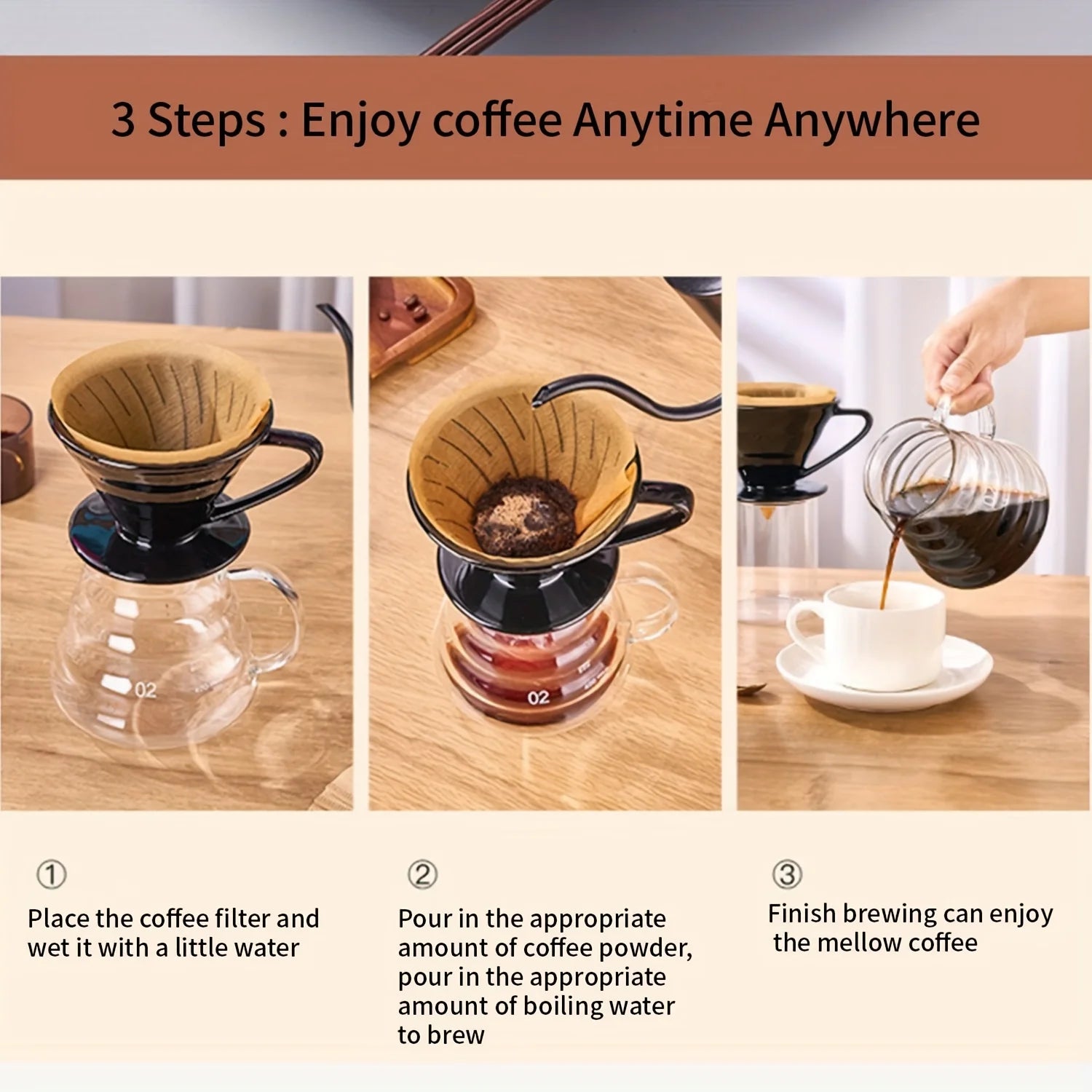 Pour Over Coffee Maker, Single Cup Coffee Dripper, Ceramic Coffee Filter Dripper with 100pcs Filter Paper Peaceful Pleasures Health and Wellness