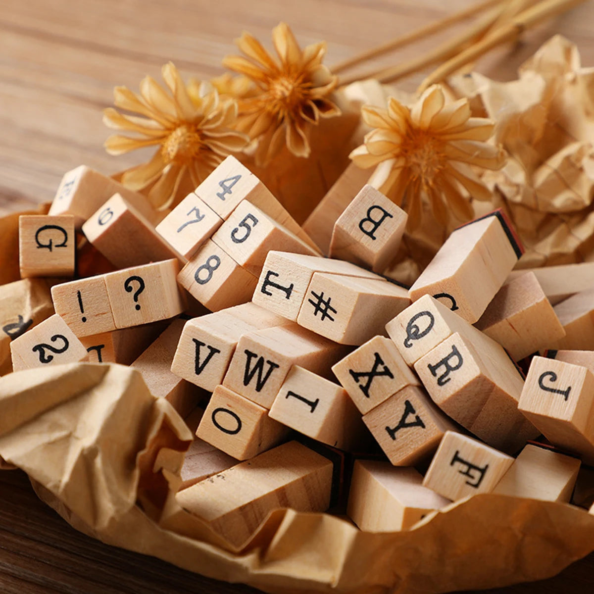 40Pcs Alphabet Stamps Vintage Wooden Rubber Letter Standard Stamp Set for Craft Card Making Planner Scrapbooking Journals Peaceful Pleasures Health and Wellness