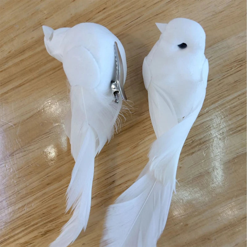 Artificial White Dove Bird Decor – Realistic Feathered Ornament Bird Figurine Decor Peaceful Pleasures Health and Wellness A2