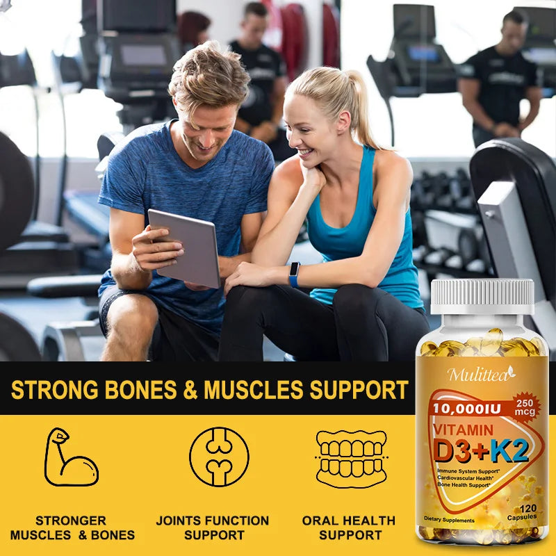 Vitamin D3 + K2 (MK-7) Capsules – Bone, Heart, Teeth & Immunity | 60 Count Peaceful Pleasures Health and Wellness
